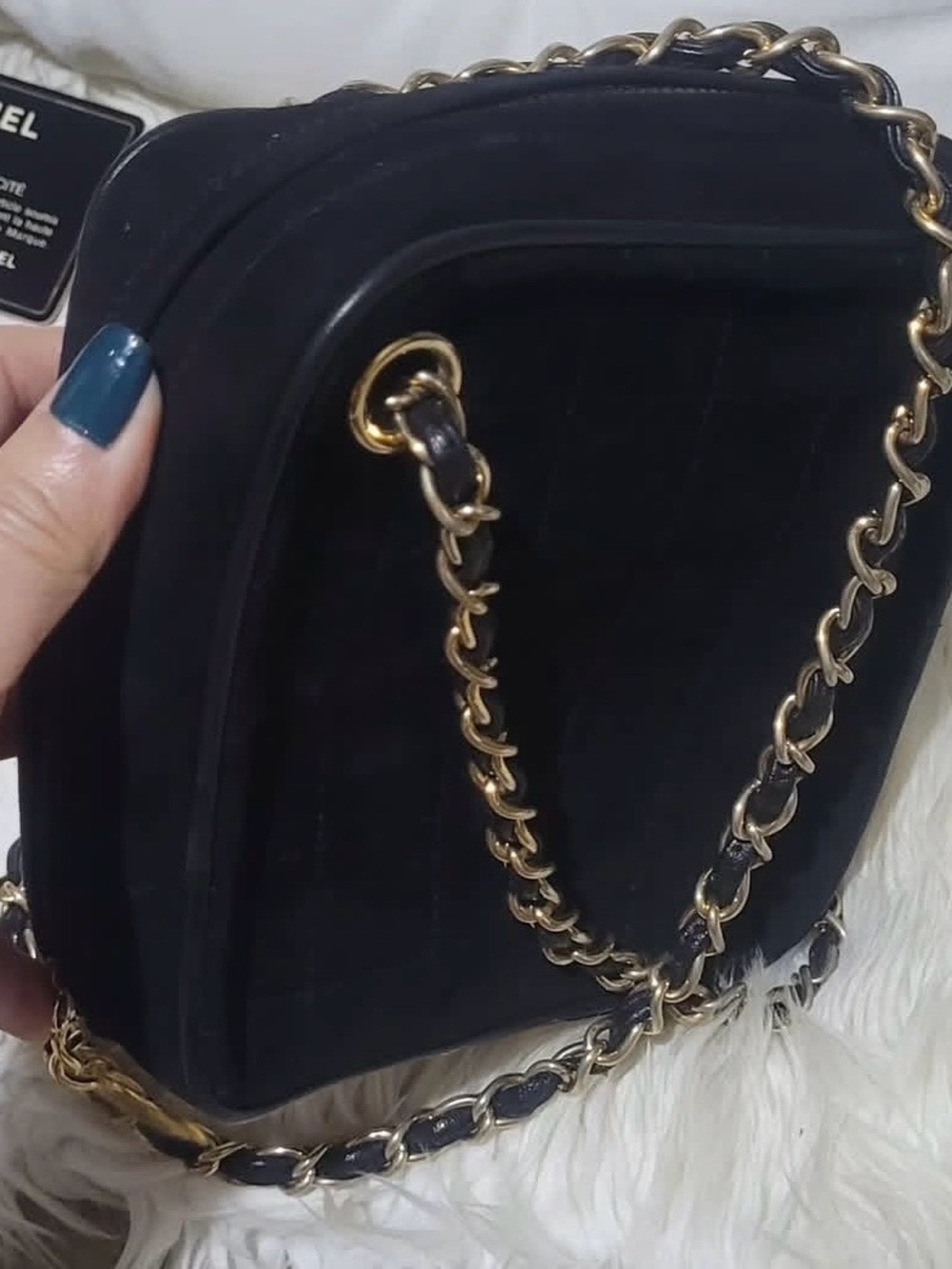 Chanel Vintage Diamond Shape Suede Leather Choco Bar Shoulder Bag - Picture 7 of 13